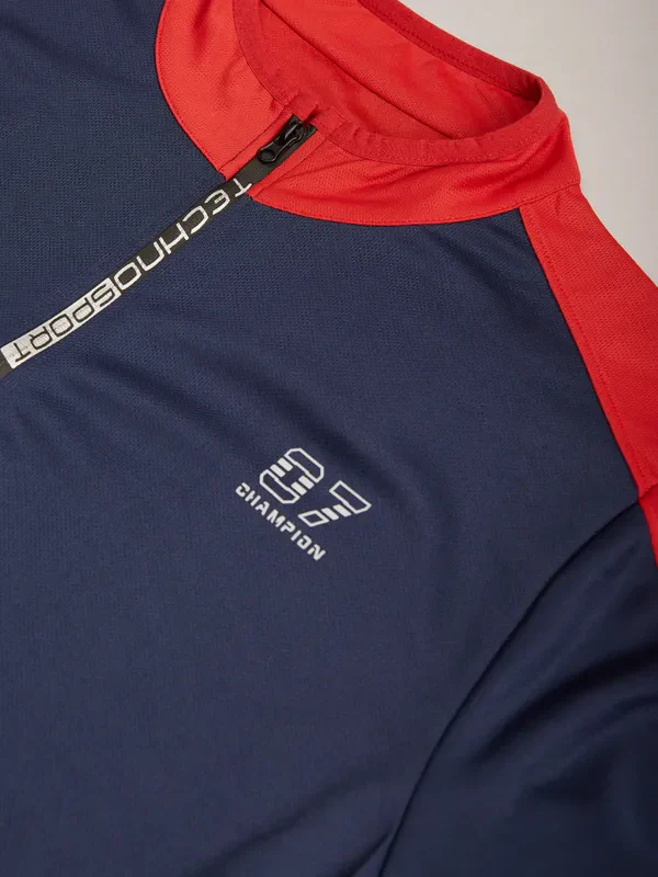 Men Colorblock Slim Fit Mock Neck T-shirt with TECHNO COOL+ - Image 9