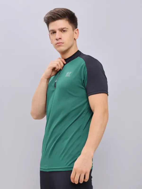 Men Colorblock Slim Fit Mock Neck T-shirt with TECHNO COOL+ - Image 6