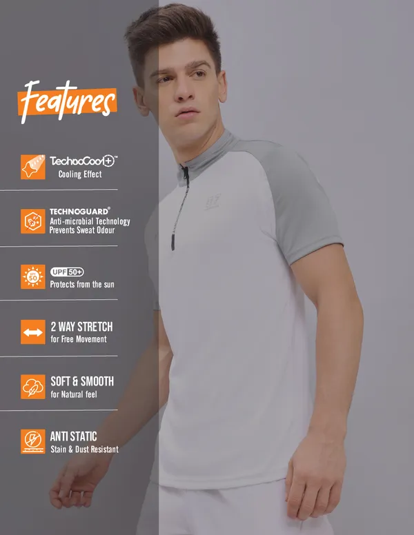 Men Colorblock Slim Fit Mock Neck T-shirt with TECHNO COOL+ - Image 5