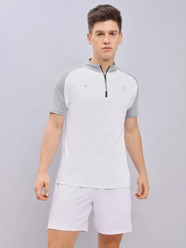 Men Colorblock Slim Fit Mock Neck T-shirt with TECHNO COOL+ - Image 8
