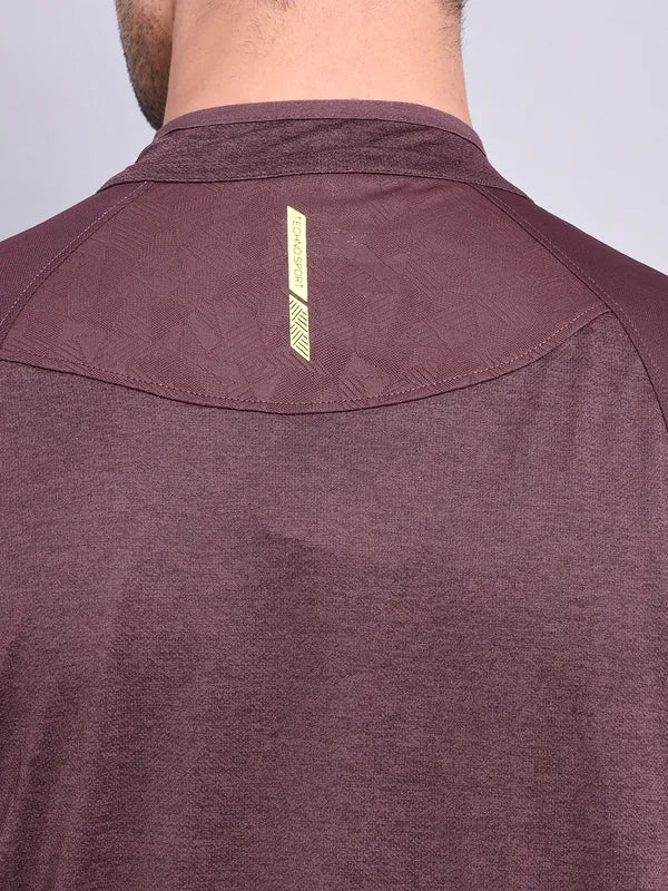 Men Melange Slim Fit Mock Neck T-shirt with TECHNO COOL+ - Image 7