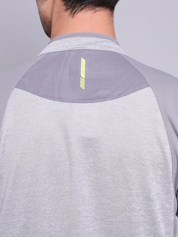 Men Melange Slim Fit Mock Neck T-shirt with TECHNO COOL+ - Image 5
