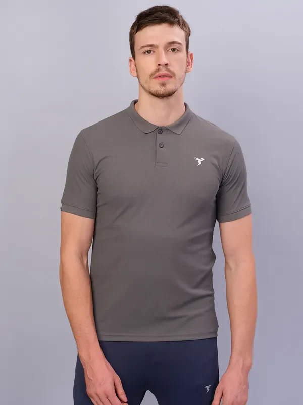Men Solid Slim Fit Polo T-shirt with MATPIQ - Image 2