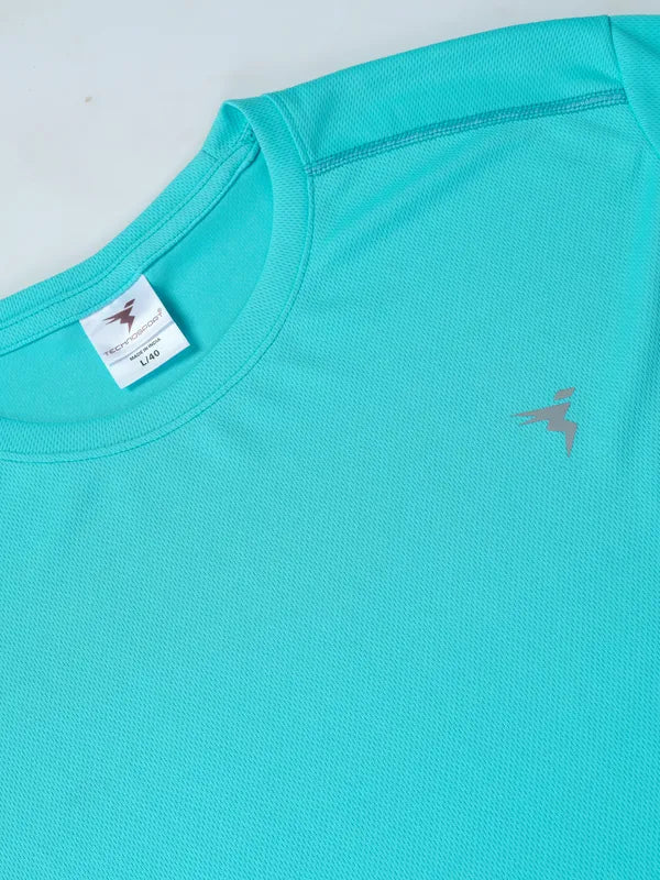 Men Solid Slim Fit Crew Neck T-shirt with TECHNO COOL+ - Image 7