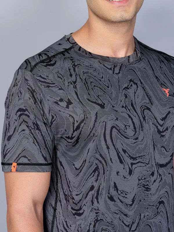 Men Jacquard Slim Fit Crew Neck T-shirt with DOUBLE COOL - Image 5