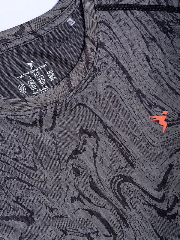 Men Jacquard Slim Fit Crew Neck T-shirt with DOUBLE COOL - Image 7