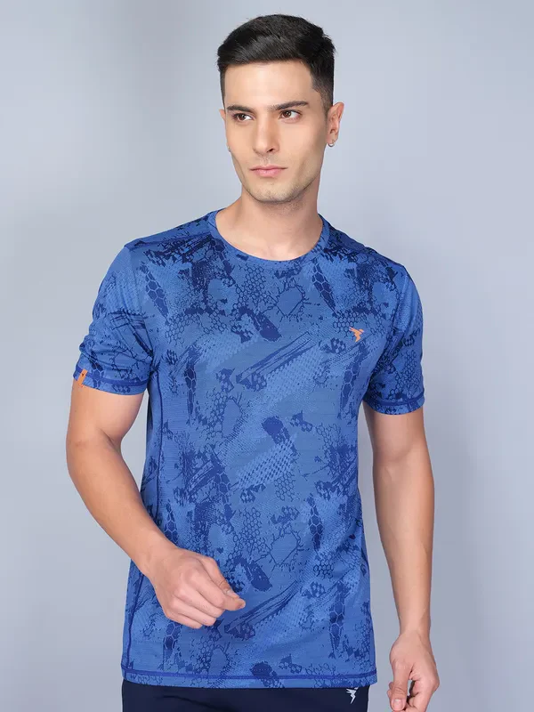 Men Jacquard Slim Fit Crew Neck T-shirt with DOUBLE COOL