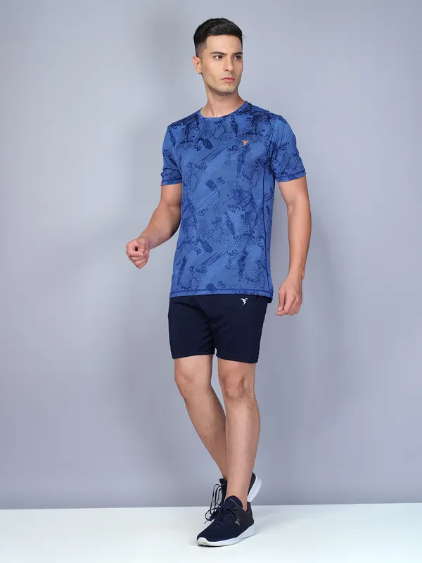 Men Jacquard Slim Fit Crew Neck T-shirt with DOUBLE COOL - Image 3