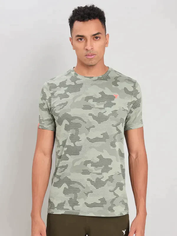 Men Jacquard Slim Fit Crew Neck T-shirt with DOUBLE COOL - Image 2