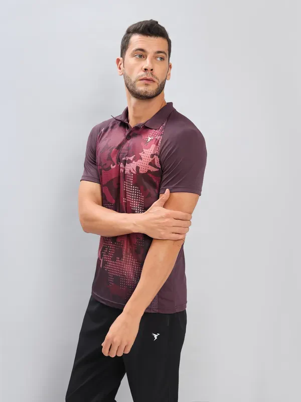 Men Printed Slim Fit Polo T-shirt with TECHNO COOL+ - Image 3