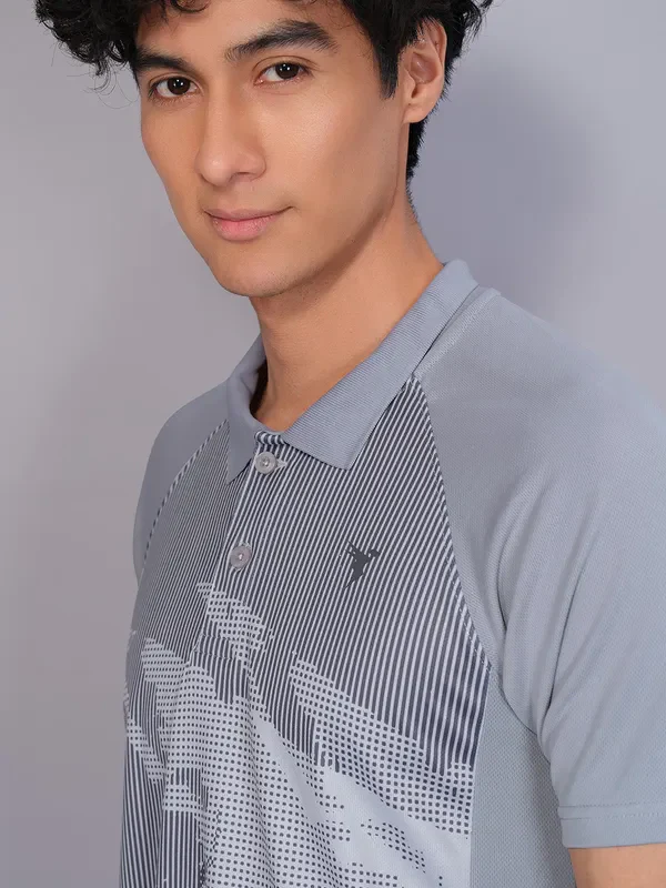 Men Printed Slim Fit Polo T-shirt with TECHNO COOL+ - Image 5