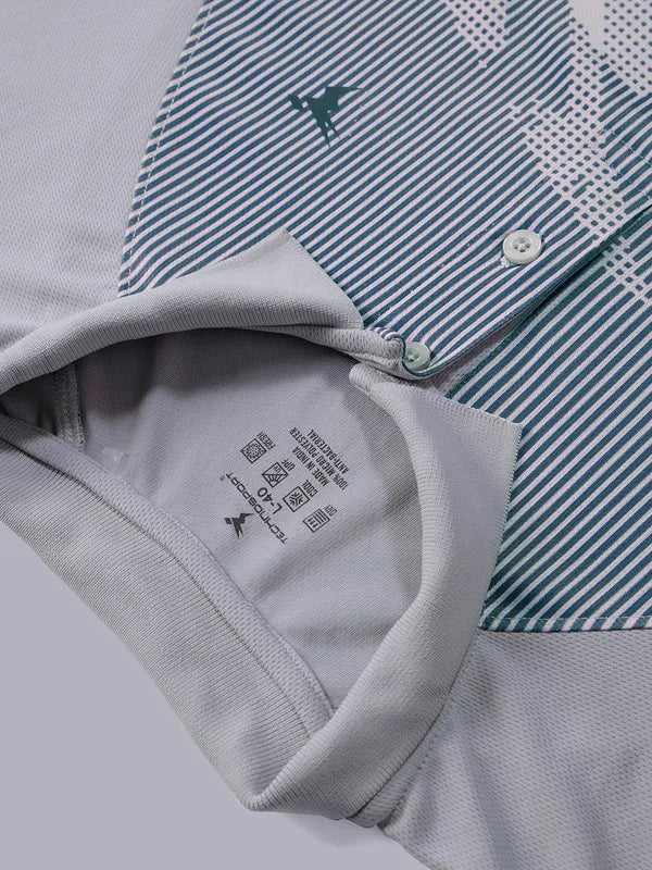 Men Printed Slim Fit Polo T-shirt with TECHNO COOL+ - Image 8