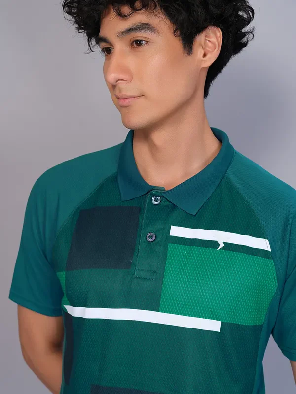 Men Printed Slim Fit Polo T-shirt with TECHNO COOL+ - Image 5