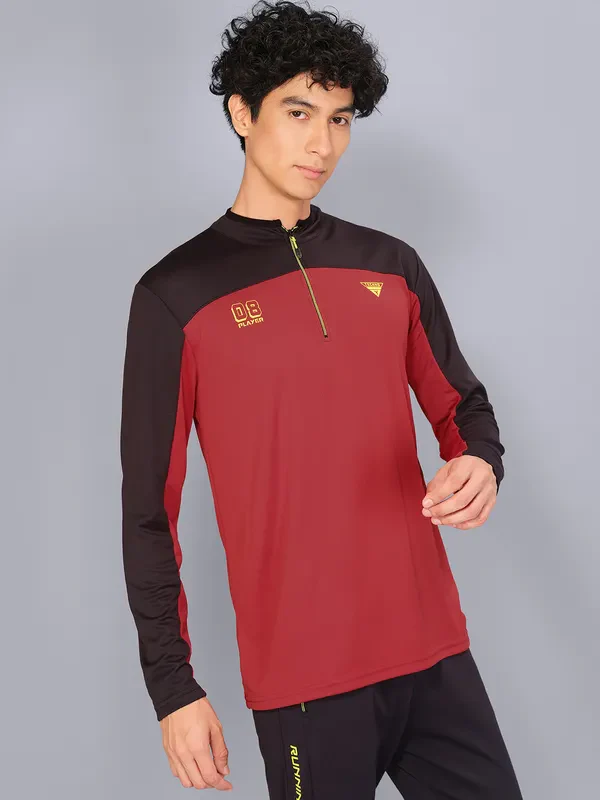 Men Colorblock Slim Fit Mock Neck T-shirt with TECHNO COOL - Image 2