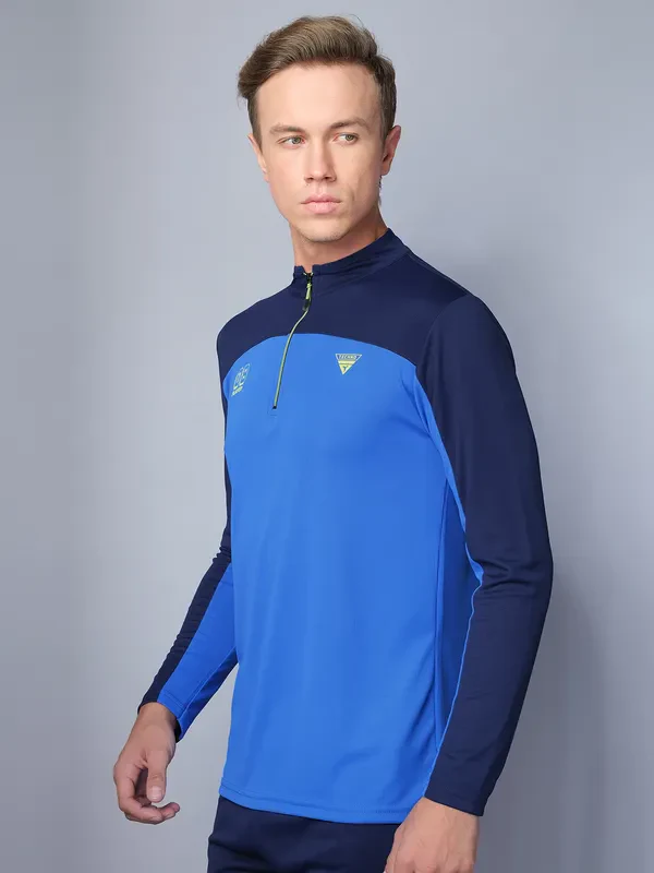 Men Colorblock Slim Fit Mock Neck T-shirt with TECHNO COOL - Image 3