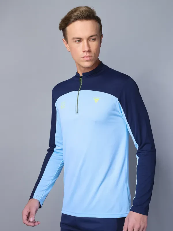 Men Colorblock Slim Fit Mock Neck T-shirt with TECHNO COOL - Image 3