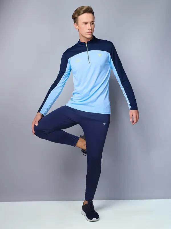 Men Colorblock Slim Fit Mock Neck T-shirt with TECHNO COOL - Image 4