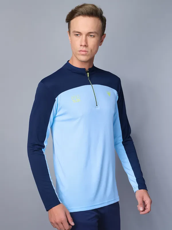 Men Colorblock Slim Fit Mock Neck T-shirt with TECHNO COOL - Image 5