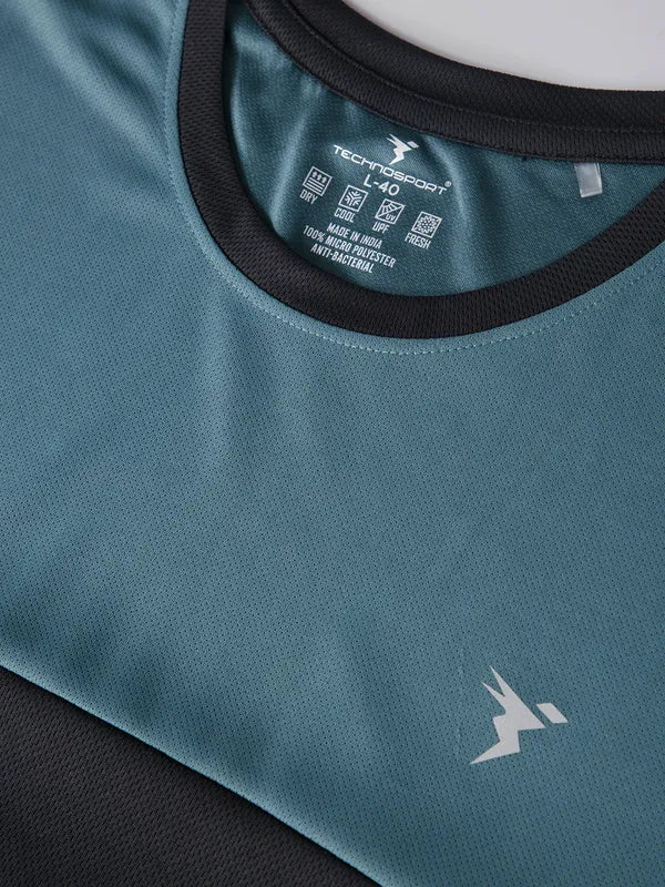 Men Colorblock Slim Fit Crew Neck T-shirt with TECHNO COOL - Image 8