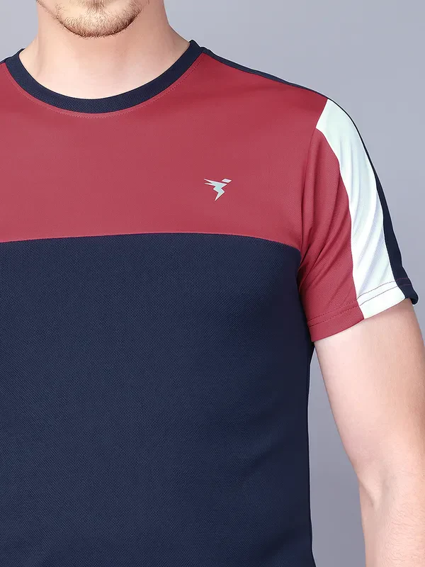 Men Colorblock Slim Fit Crew Neck T-shirt with TECHNO COOL - Image 9