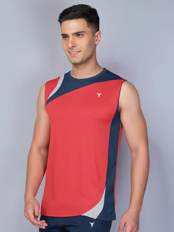 Men Colorblock Slim Fit Crew Neck Innerwear Vest with TECHNO COOL - Image 3