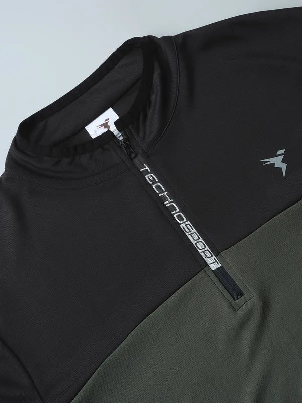 Men Colorblock Slim Fit Mock Neck T-shirt with TECHNO COOL - Image 6