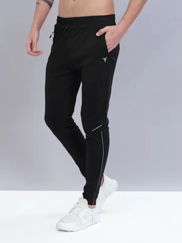 Men Solid Slim Fit Trackpants with TECHNO DRY