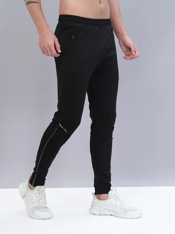 Men Solid Slim Fit Trackpants with TECHNO DRY - Image 4