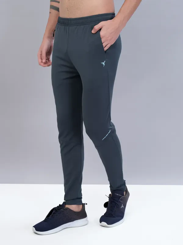 Men Solid Slim Fit Trackpants with TECHNO DRY - Image 3