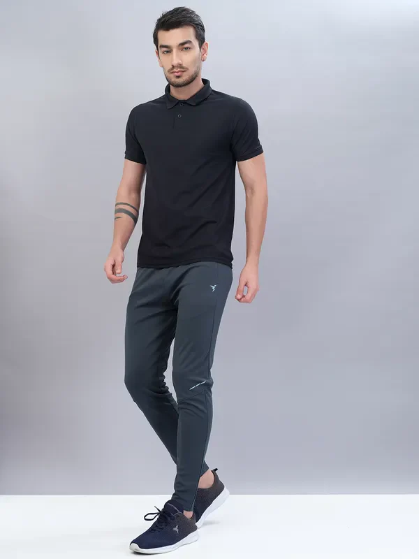 Men Solid Slim Fit Trackpants with TECHNO DRY - Image 4