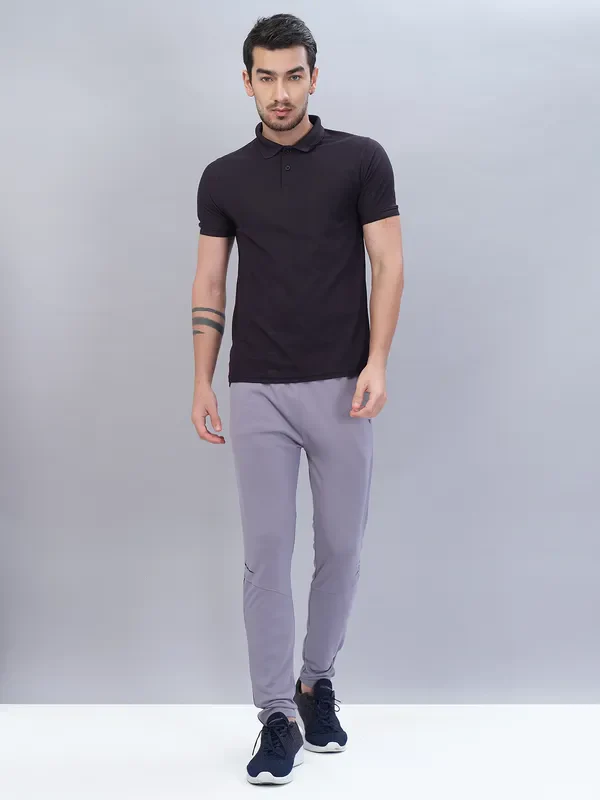 Men Solid Slim Fit Trackpants with TECHNO DRY - Image 2