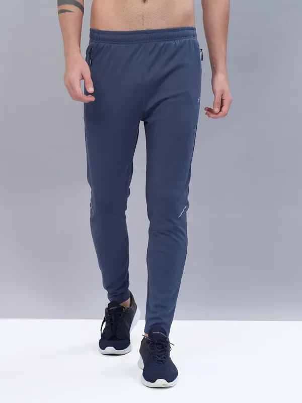 Men Solid Slim Fit Trackpants with TECHNO DRY