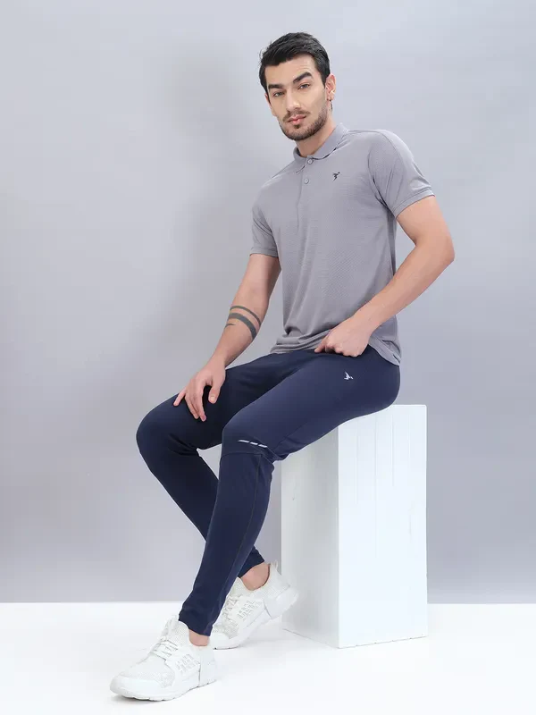 Men Solid Slim Fit Trackpants with TECHNO DRY - Image 4