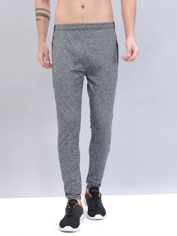 Men Melange Slim Fit Trackpants with TECHNO DRY