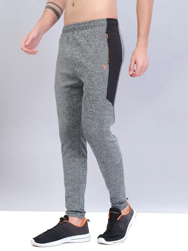 Men Melange Slim Fit Trackpants with TECHNO DRY - Image 3