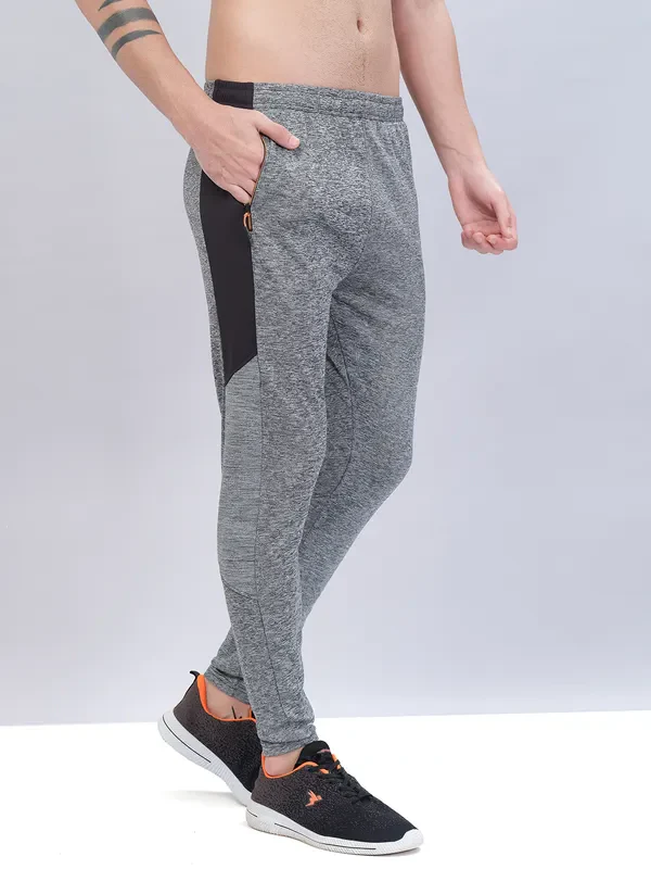 Men Melange Slim Fit Trackpants with TECHNO DRY - Image 4
