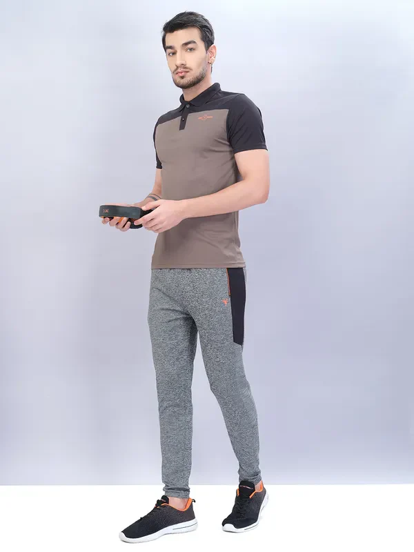 Men Melange Slim Fit Trackpants with TECHNO DRY - Image 5