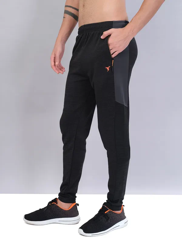 Men Melange Slim Fit Trackpants with TECHNO DRY - Image 3
