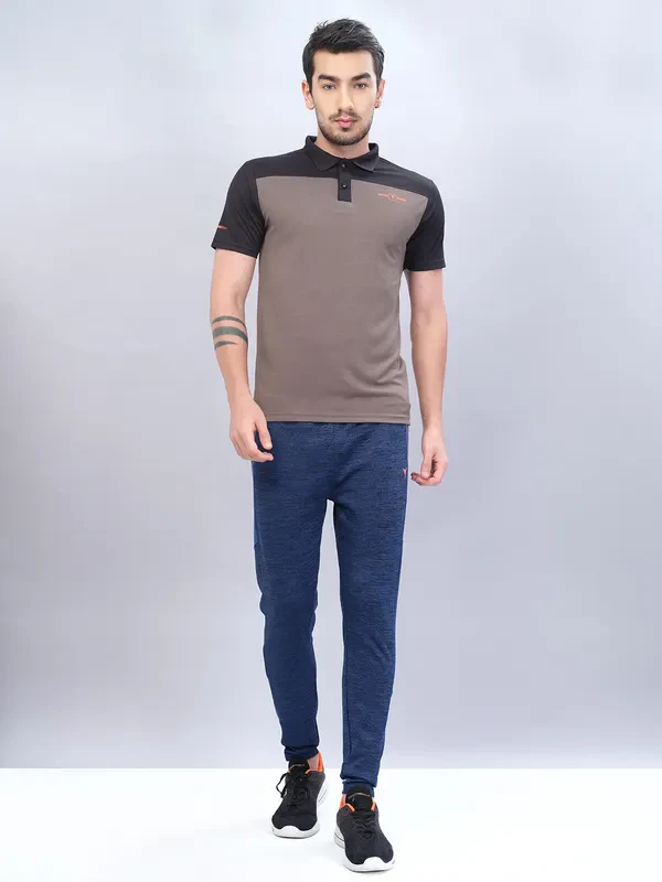 Men Melange Slim Fit Trackpants with TECHNO DRY - Image 2