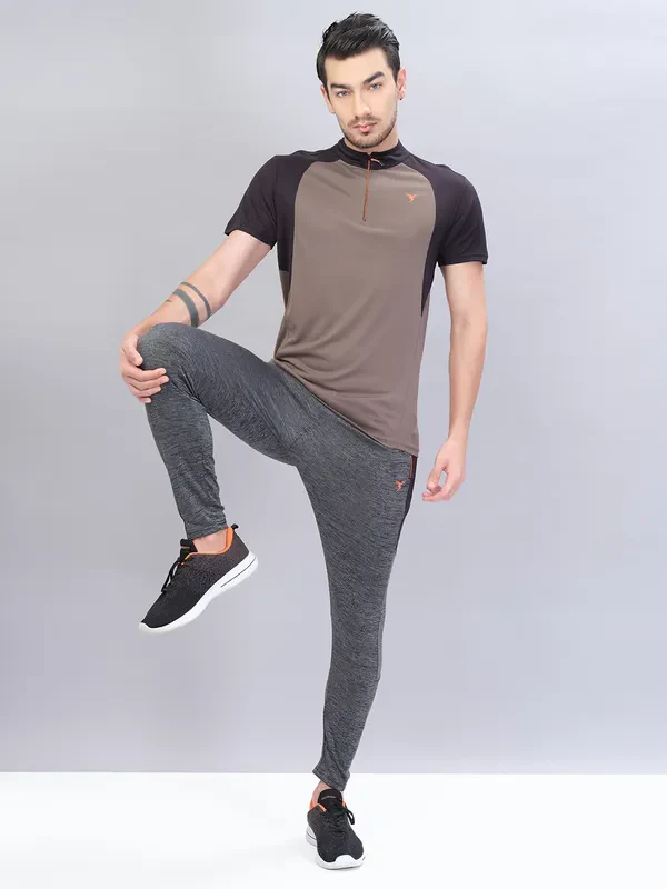 Men Melange Slim Fit Trackpants with TECHNO DRY - Image 4