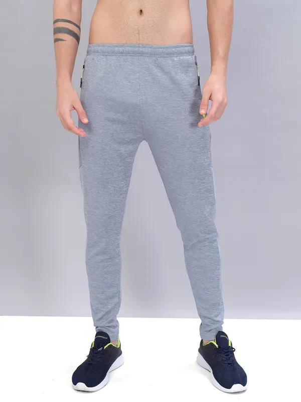 Men Melange Slim Fit Trackpants with TECHNO DRY