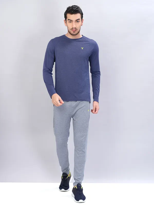 Men Melange Slim Fit Trackpants with TECHNO DRY - Image 4