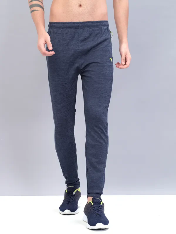 Men Melange Slim Fit Trackpants with TECHNO DRY - Image 2