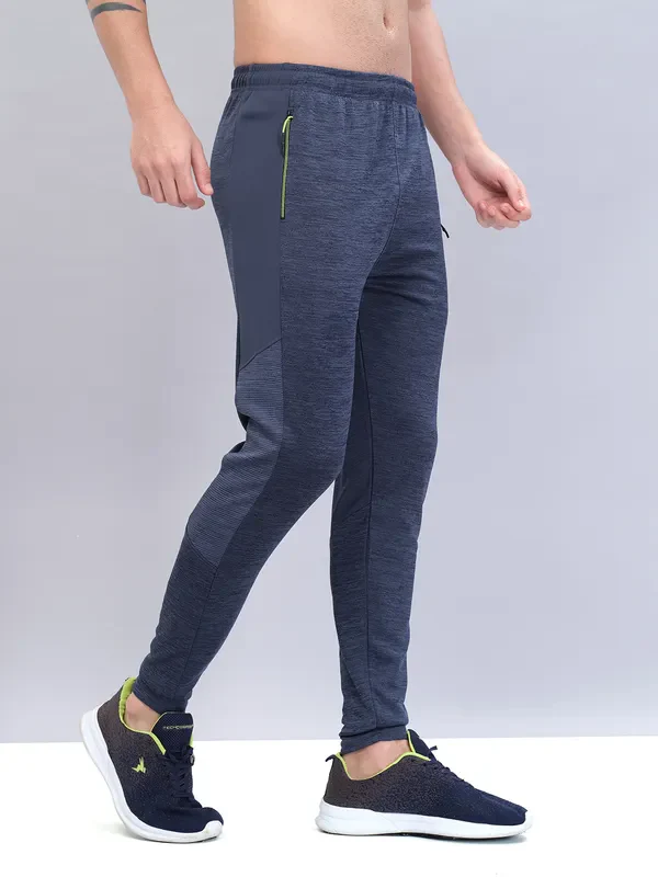 Men Melange Slim Fit Trackpants with TECHNO DRY - Image 4