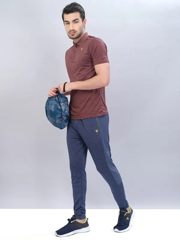 Men Melange Slim Fit Trackpants with TECHNO DRY - Image 5