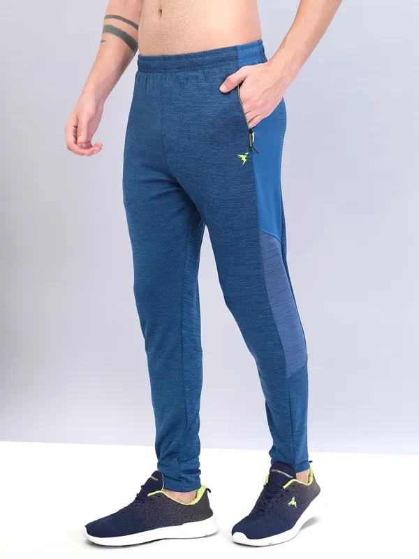 Men Melange Slim Fit Trackpants with TECHNO DRY - Image 4