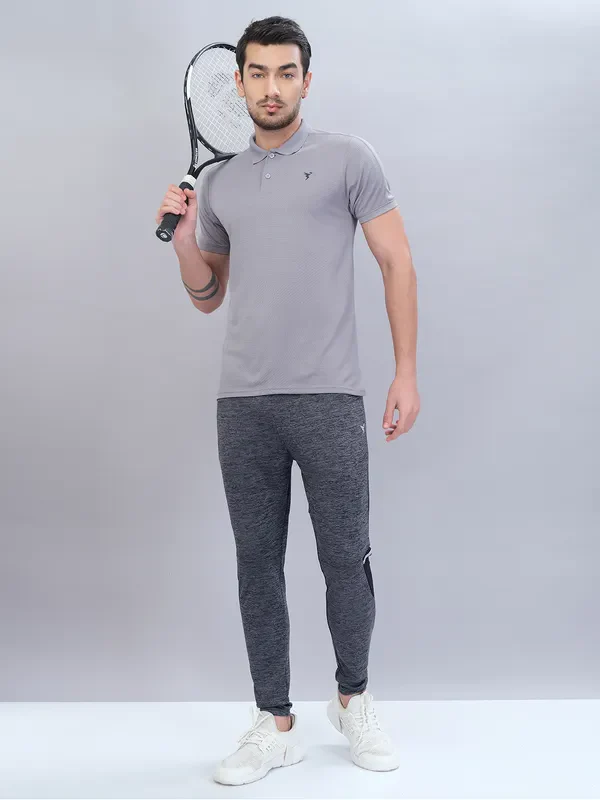 Men Melange Slim Fit Trackpants with TECHNO DRY - Image 4