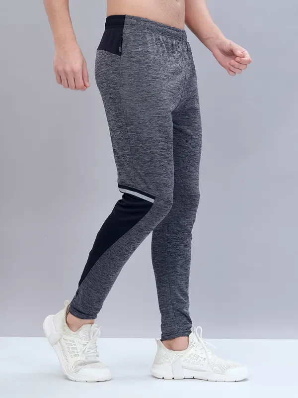 Men Melange Slim Fit Trackpants with TECHNO DRY - Image 5