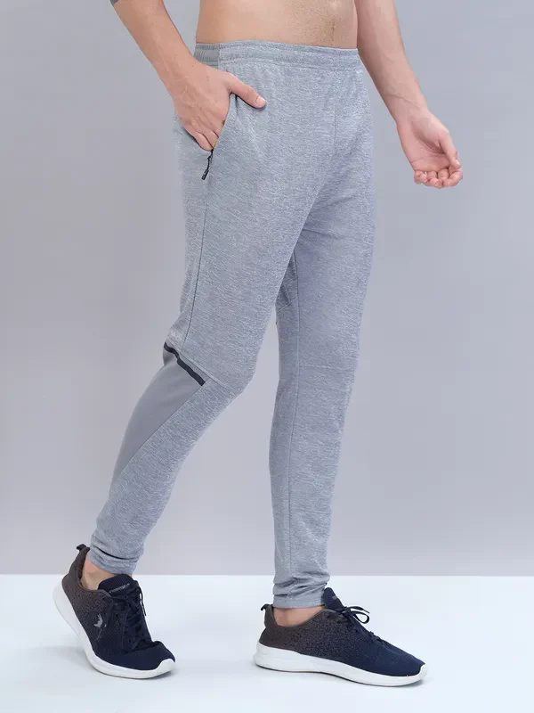 Men Melange Slim Fit Trackpants with TECHNO DRY - Image 3