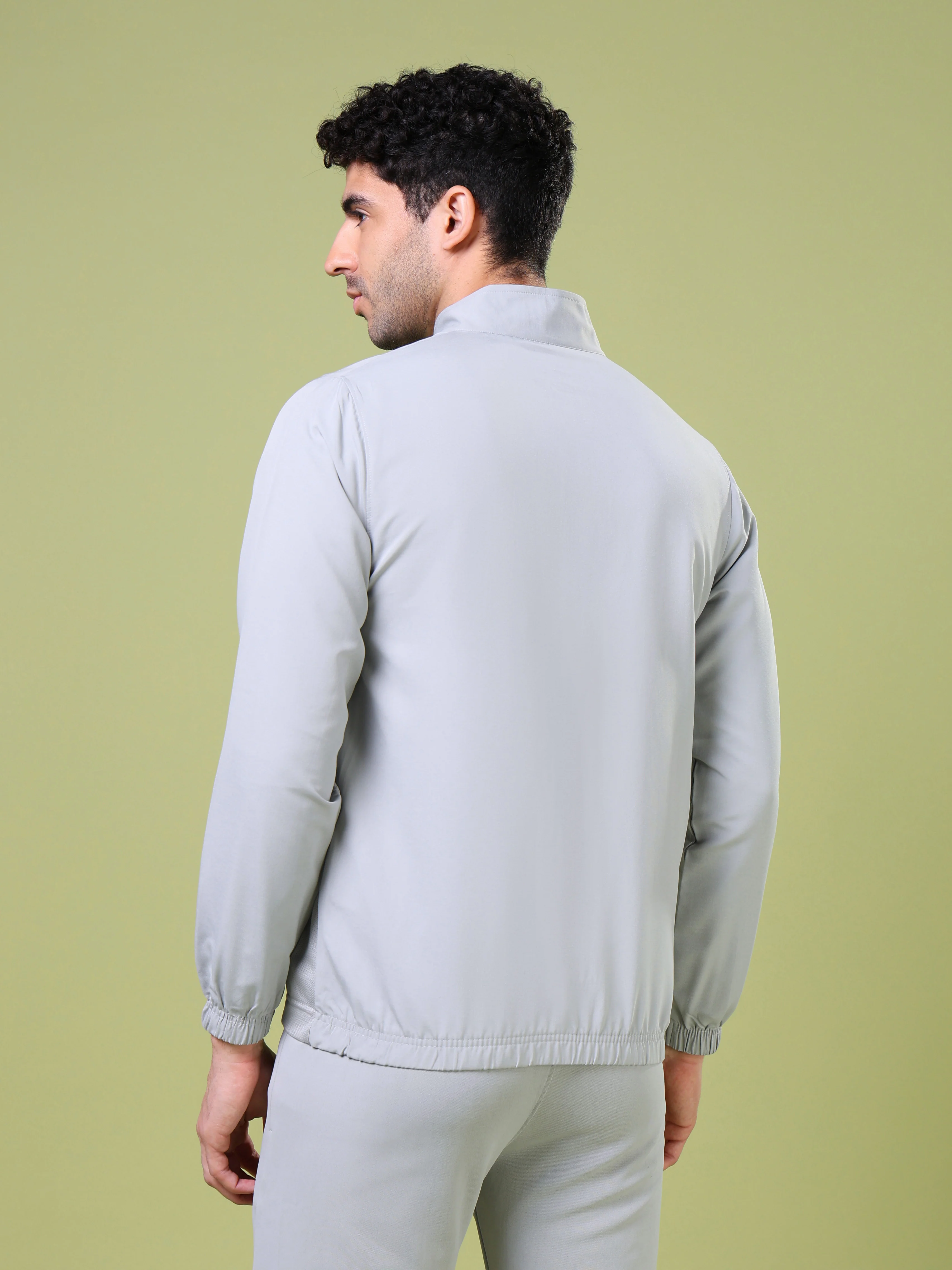 Men Solid Slim Fit Mock Neck Jacket with TECHNOLITE - Image 2